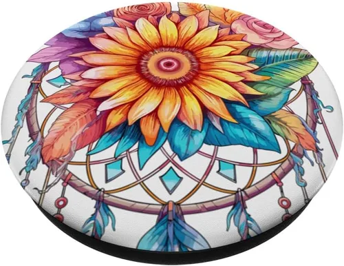 Vista 2 de Atrapasueños de girasol PopSockets PopGrip intercambiable