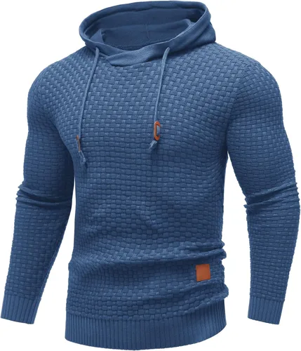 Vista 58 de COOFANDY Sudadera con capucha para hombre, casual, de manga larga, con cordón, de punto gofre, ajustada