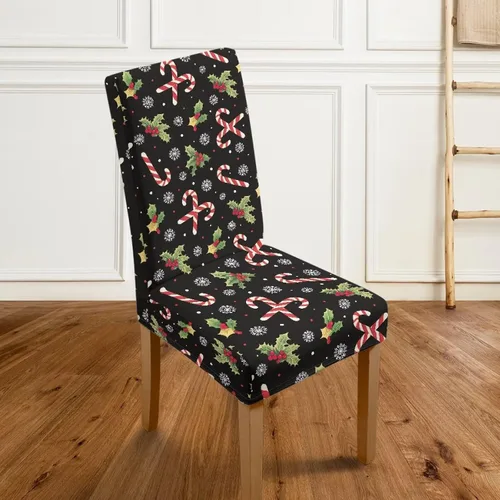 Vista 4 de HUGS IDEA Juego de 4 fundas para sillas de comedor de Navidad, fundas elásticas para sillas de cocina, fundas elásticas para sillas de comedor