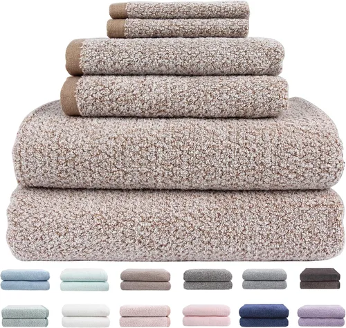 Vista 45 de Everplush Diamond Jacquard - Juego de 6 toallas de baño de lujo, súper suaves, de gran tamaño, altamente absorbentes y de secado rápido para baño