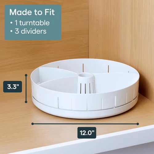 Vista 5 de YouCopia SinkSuite - Plato giratorio debajo del fregadero con divisores ajustables, organizador Lazy Susan para almacenamiento de cocina o baño