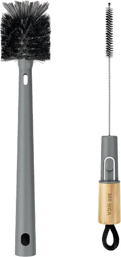 Vista 9 de MR.SIGA Water Bottle Brush and Straw Cleaner Brush, Long Handle Bottle Cleaner Brush, 2 in 1 Bottle Cleaning Brush for Sports Bottles, Baby Bottles