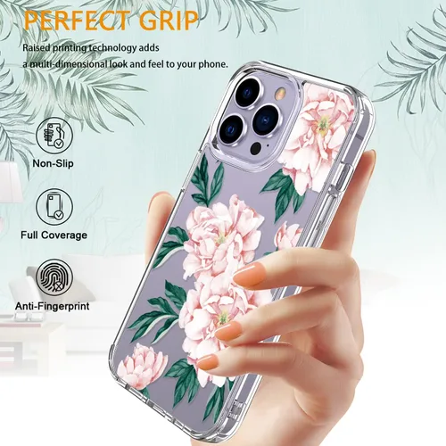 Vista 5 de LUHOURI Funda para iPhone 15 Pro Max con protector de pantalla, transparente de acrílico, diseños de moda para mujeres y niñas, funda protectora a