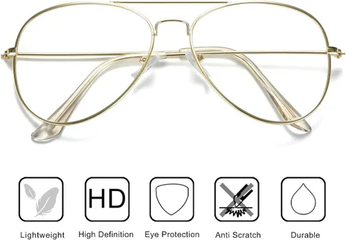Vista 5 de AISSWZBER Lentes de aviador transparentes con marco de metal clásico prémium