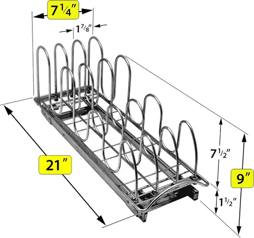 Vista 6 de LYNK PROFESSIONAL® Organizador de tapas extraíbles para ollas y sartenes debajo del gabinete, organizador de hojas de galletas para gabinete, cajón