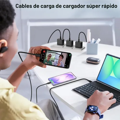Vista 5 de Hzevn Bloque de cargador de pared rápida USB C de 60 W para teléfonos Galaxy S26 Android, paquete de 3 adaptadores de cargador súper rápido
