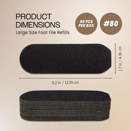 Vista 2 de PANA 40 piezas de recambio de archivo Pedi grande negro para lima de pies de acero inoxidable para lijar raspador de pies, almohadillas de recambio