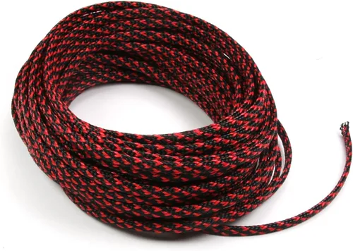 Vista 15 de Bettomshin 1 funda de organización de cables de 3.28 pies (3.3 ft), protector de cable PET negro y rojo, protector de cable PET de 0.98 pulgadas
