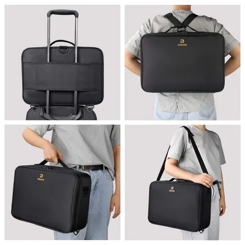 Vista 5 de MONSTINA Estuche de maquillaje grande, bolsa de maquillaje de 3 capas, organizador de cosméticos, bolsa de tren de peluquería, caja de artista