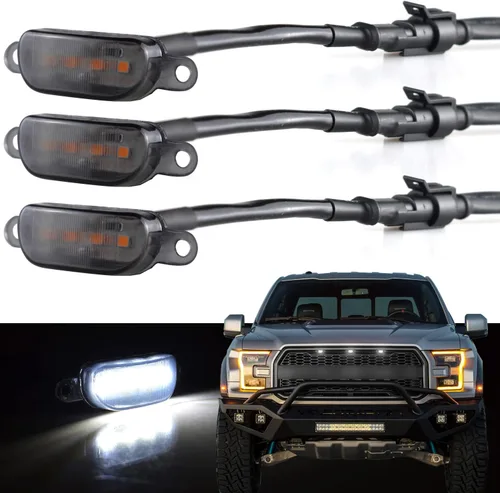 Vista 11 de Boigoo Luces de rejilla delanteras compatibles para Ford F-150 Raptor 2004-2019 y Dodge Ram 1500 2013-2018, rejilla de posventa, rejilla decorativa