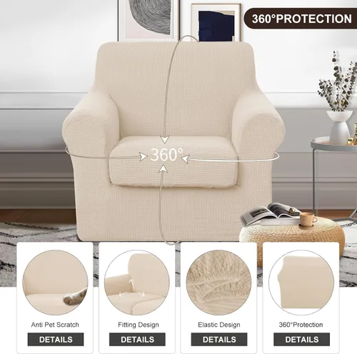 Vista 4 de U-NICE HOME - Fundas elásticas para silla, 2 piezas, color beige