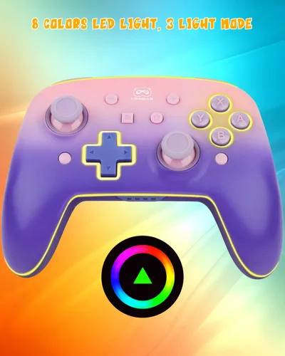 Vista 4 de Wireless Controller for Nintendo SwitchOLEDLite, 2 Magnetic Gorgeous Faceplates Fancy LED Lights 850mAh Big Battery Turbo Back Mapping Buttons