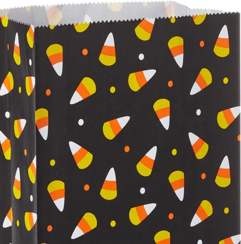 Vista 6 de Hallmark Bolsas de papel para fiestas de Halloween, golosinas y golosinas (30 bolsas: maíz negro y caramelo) para fiestas en el aula, bolsas