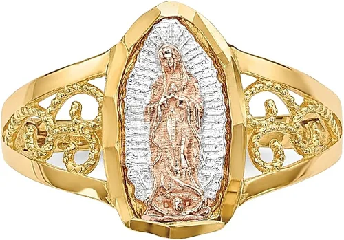 Vista 4 de ICE CARATS Anillo de oro blanco de dos tonos de 14k para mujer, joyería fina religiosa para ella, regalos para ella, Oro