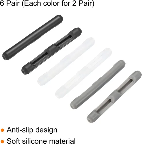 Vista 3 de PATIKIL Puntas de extremo de patillas de lentes, 6 pares de calcetines de oreja, brazos, piernas, medias de oreja, manga de tubo antideslizante