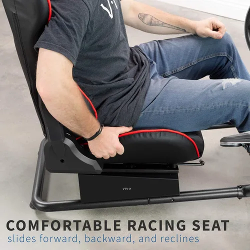 Vista 4 de VIVO Racing Simulator Cockpit with Wheel Stand, Gear Mount, Chair and Frame Only, Fits Logitech, Thrustmaster, Fanatec, Compatible with Xbox One