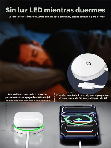Vista 6 de Cargador magnético de Apple de 6 pies [certificado MFi de Apple] Almohadilla de carga inalámbrica rápida de 15 W para iPhone Air/17 Pro/16 Pro