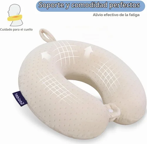Vista 4 de Almohada de Espuma Viscoelástica para el Cuello, Cómoda Almohada de Viaje para el Cuello, Soporte para Cuello y Cabeza, Ligera y Portátil, Almohada