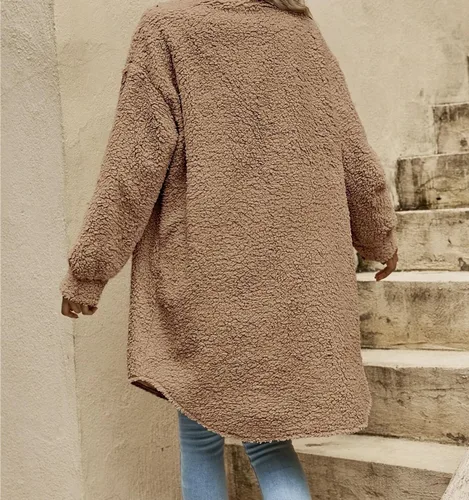 Vista 5 de ONDIAN Jackets for Women Long Sleeve Lapel Button Down Coat Warm Winter Outwear Cardigan Open Front Jacket Oversized Overcoat