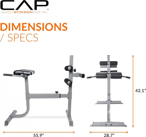 Vista 4 de Cap Strength - Silla romana – Banco de extensión de respaldo ajustable para entrenamientos de núcleo y glúteos, capacidad de alta resistencia de 300