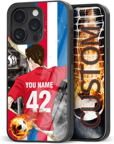 Vista 29 de Fundas personalizadas con nombre y número de fútbol para iPhone 11, 12, 13, 14, 15, 16, 17, 16 Pro Max Plus Mini, Samsung Galaxy Note10 Note20 S8 9
