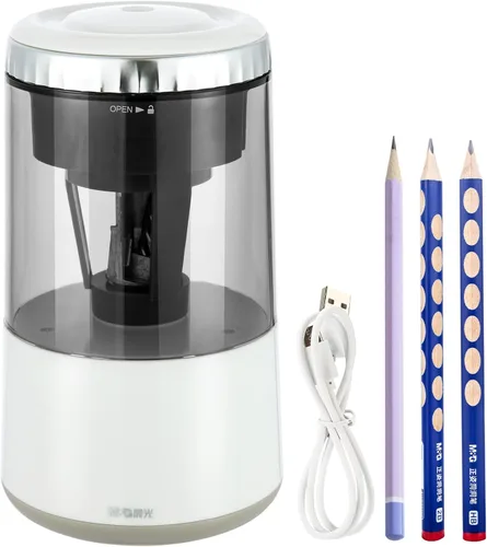 Vista 10 de M&G Sacapuntas eléctrico azul, sacapuntas automático portátil para lápices de colores, parada automática, súper afilado y rápido, funciona con USB