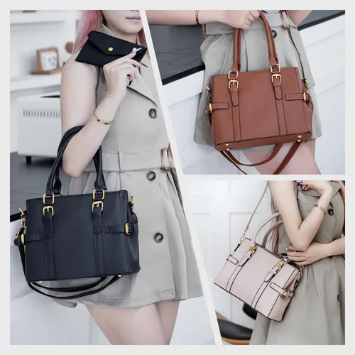 Vista 2 de Bolsos de mano de cuero de moda para mujer, bolso de hombro, asa superior, bolso de otoño