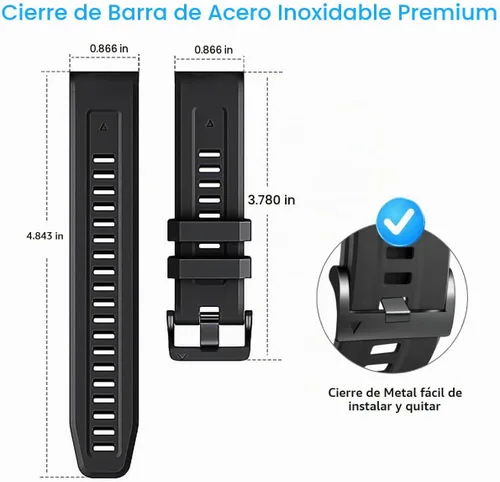 Vista 4 de ZPJPPLX Correa de silicona de ajuste rápido de 0.866 in compatible con Garmin Fenix 8 AMOLED 1.850 in/7 Pro/7/6 Pro/6/5 Plus/5, correas de repuesto