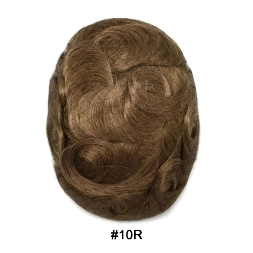 Vista 2 de Mens Toupee Hair Piece Real Human Hair Fine Mono Toupee para hombres Sistema de reemplazo de cabello para hombre Postizo Protesis Capilar Para