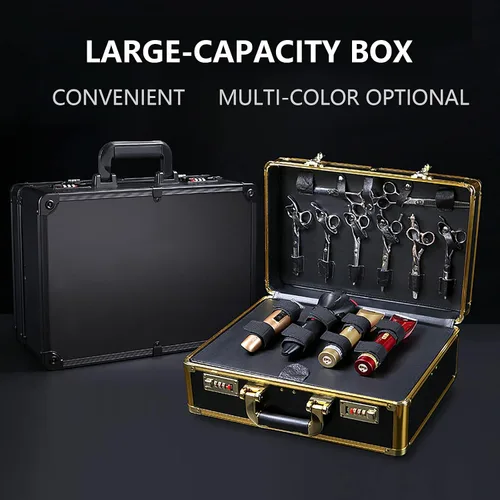 Vista 2 de Gran peluquero salón de belleza kits de herramientas almacenamiento viaje viaje bolsa de viaje peluquero herramientas con cerradura de combinación