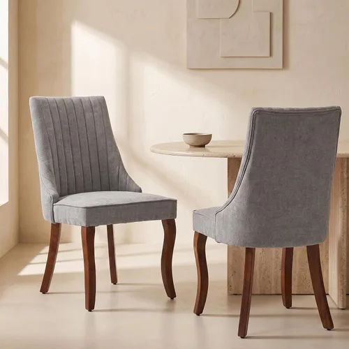 Vista 25 de Sillas de Comedor - Juego de 2 sillas de comedor modernas de mediados de siglo, tapizadas de tela con respaldo alto, sillas de cocina y comedor