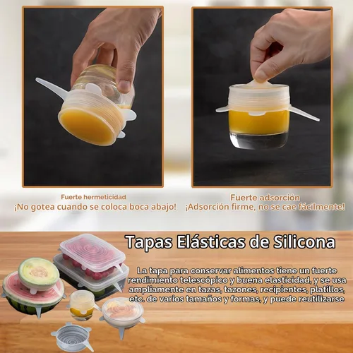Vista 6 de Tapas elásticas de silicona, 6 piezas, 2.56 pulgadas