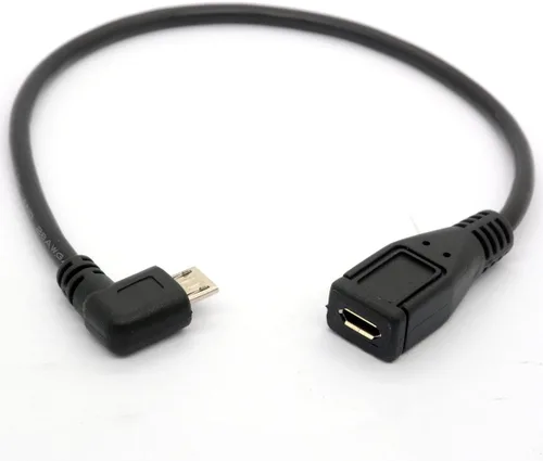 Vista 6 de Cable de extensión micro B de 5 pines en ángulo recto de 90 grados (9.8 in) Adaptador macho a hembra Cable USB de sincronización y carga (abajo)