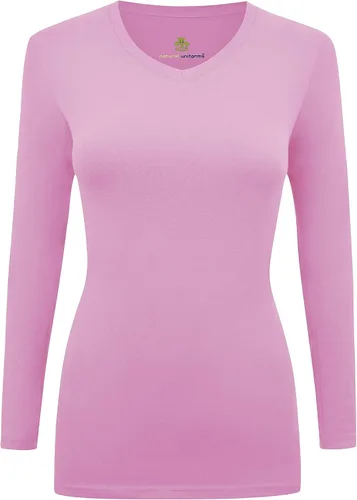 Vista 12 de Natural Uniforms - Camiseta de manga larga con cuello en V para mujer, para usar debajo de la ropa quirúrgica Aguamarina