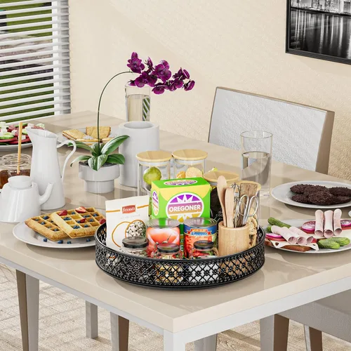 Vista 5 de Ovicar Organizador Giratorio Lazy Susan Plato Giratorio - Estante Giratorio de Especias de Metal de 11 pulgadas Lazy Susan para Gabinete Despensa