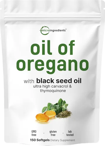 Vista 9 de Micro Ingredients Aceite de orégano con aceite de semilla negra, 75 cápsulas blandas Complejo de aceite de orégano 2 en 1 y aceite de semilla