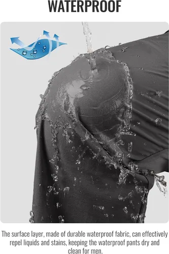 Vista 5 de PULI Pantalones de senderismo para hombre, elásticos, impermeables, de secado rápido, pantalones tácticos con bolsillos al aire libre