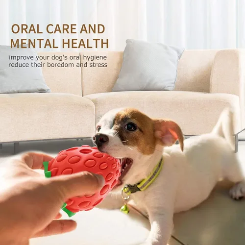 Vista 7 de Askhald Juguete masticable con sabor a fresa para masticadores agresivos, cepillo de dientes para perros, juguete interactivo para perros pequeños