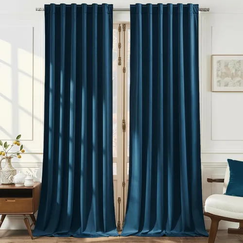 Vista 23 de Timeper Cortinas opacas de terciopelo negro de 42 pulgadas de ancho x 84 pulgadas de largo, cortinas opacas para dormitorio, sala de estar, cortinas