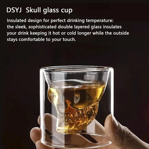 Vista 6 de Copa de calavera, vaso de chupito de calavera, fiesta de whisky de brandy decoración de licor de 2.5 fl oz/2.64 oz Set de 4
