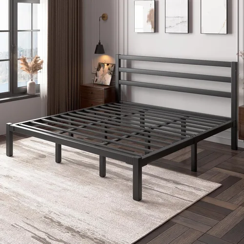 Vista 8 de LoVinson Armazón de Cama Tamaño King, Armazón de Cama Plataforma de Servicio Pesado con Base de Metal Fuerte, Almacenamiento Debajo de la Cama, Base