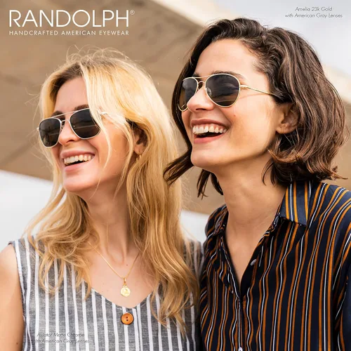 Vista 4 de Randolph USA Amelia Aviator Gafas de sol auténticas para mujer no polarizadas 100% UV