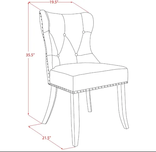 Vista 3 de East West Furniture SIP1T21 Sion Parson - Juego de 2 sillas tapizadas de tela de lino azul con ribete de clavos y botones copetudos, color negro