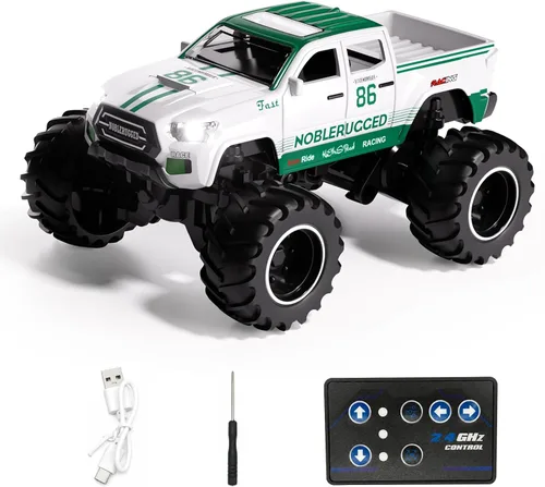 Vista 24 de 1:64 Mini RC Crawler Car, camión de control remoto de aleación con control de aplicación, controlador de 2.4 GHz, 3 modos de velocidad, luces LED