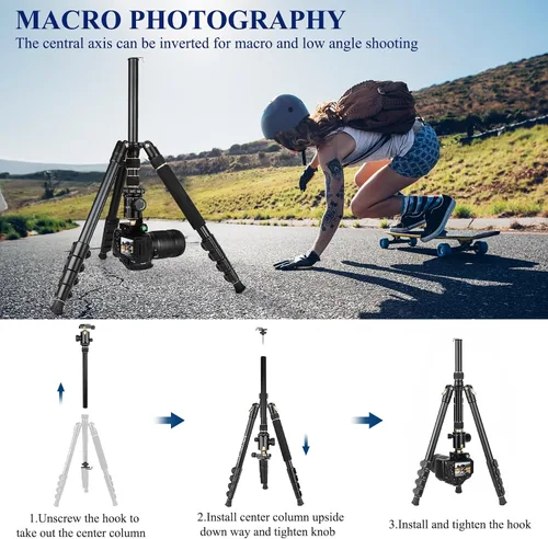Vista 7 de Trípodes de aluminio de 77" para cámara y monópodos, trípode compacto de viaje Victiv para cámara DSLR, visor de observación, telescopio, Dorado