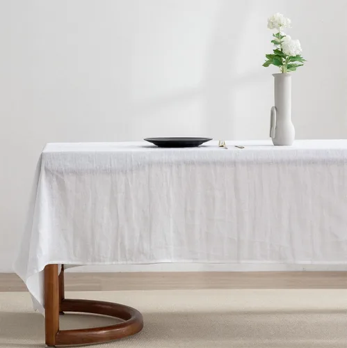 Vista 21 de EVERLY 100% Pure Linen Rectangle Tablecloths 60x84Inches for Dining,Buffet Parties,Picnic,Events,Weddings and Restaurants,Decorative Black