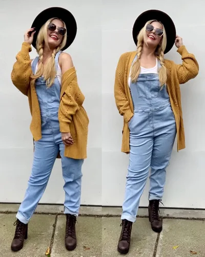 Vista 9 de luvamia - Overol de jeans para mujer, diseño casual, ajustable y elástico con pechera