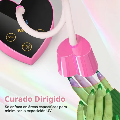 Vista 5 de BETE Mini lámpara de uñas UV, esmalte de uñas de gel de curación flash, lámpara de uñas LED UV plegable de 360° con sensor inteligente, USB portátil