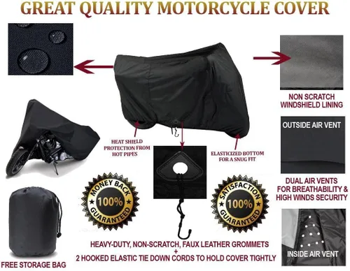 Vista 3 de SBU Funda para motocicleta compatible con Indian Scout. Fuerte protección UV Chopper Bike Tarp. Protección transpirable y portátil para vehículos