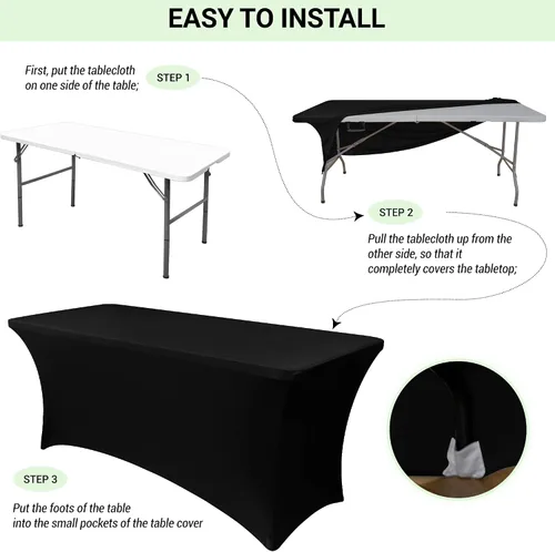 Vista 5 de Obstal Paquete de 6 Fundas de Mesa Elásticas de Spandex para Mesas de 6 Pies - Mantel Rectangular Universal Ajustado de 6 Pies Protector para Bodas